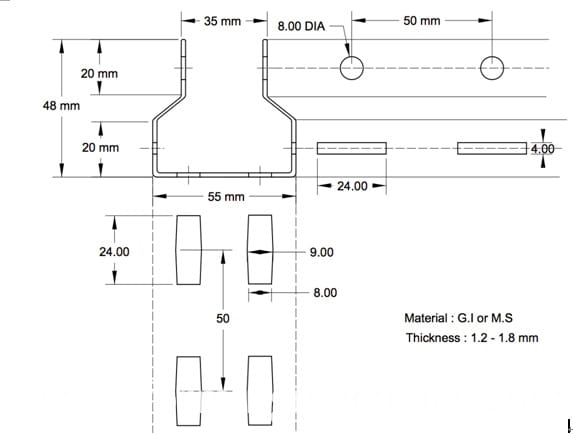 drawing profile of market shelf pillar