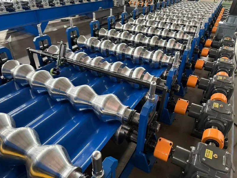 High-Speed Glazed Tile Roll Forming Machine for Brazil - Gearbox drive and portal frame structure Gearbox drive and portal frame structure