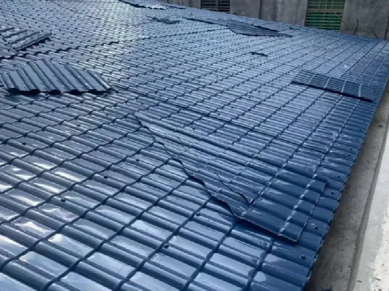 High-Speed Glazed Tile Roll Forming Machine for Brazil - ZTRFM glazed tile roofing panels installed ZTRFM glazed tile roofing panels installed on a commercial building in Brazil