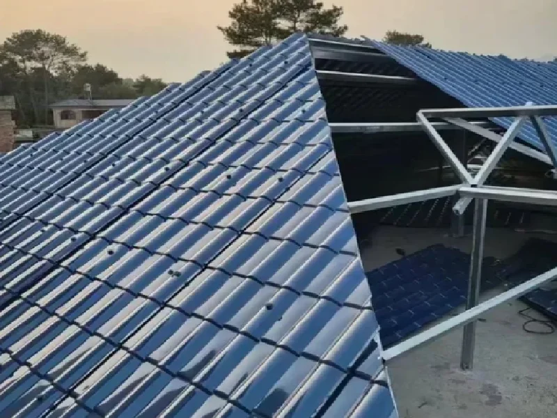 High-Speed Glazed Tile Roll Forming Machine for Brazil - Colored steel glazed tile roofing on a resi Colored steel glazed tile roofing on a residential house in Brazil